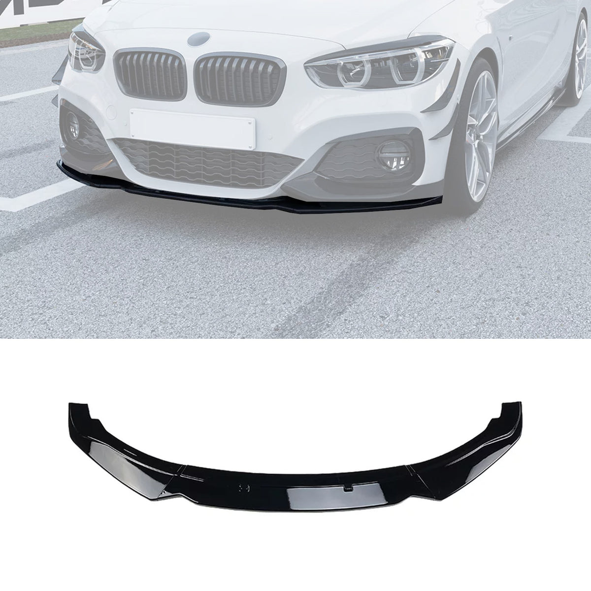 BMW 1 SERIES F20 F21 LCI STANDARD (NON M SPORT) 2015-2019 3PC FRONT SPLITTER IN GLOSS BLACK