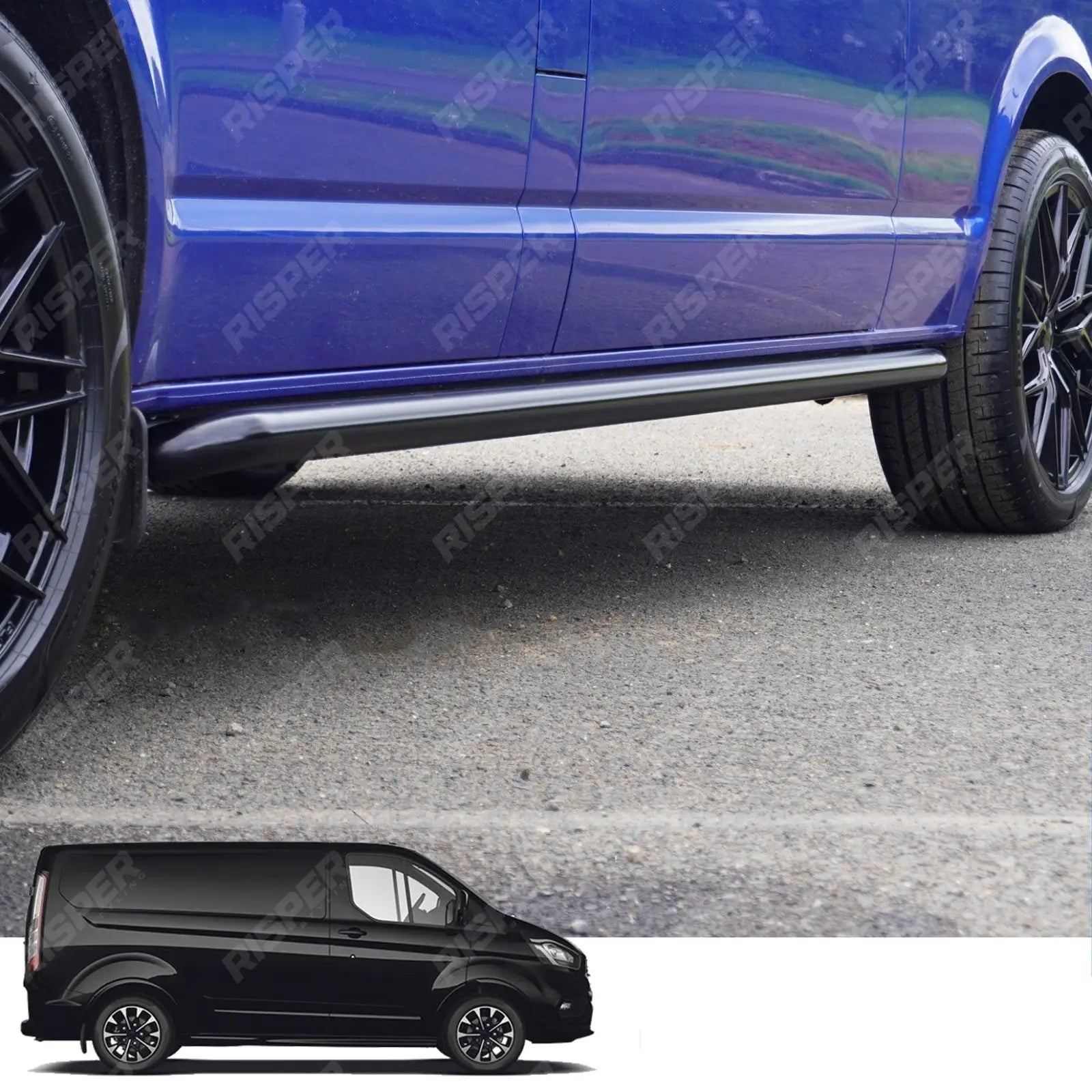 Ford Transit Custom LWB 2012 - 2024 - 2.4 Inch Gloss Black OE Style Sportline Side Bars