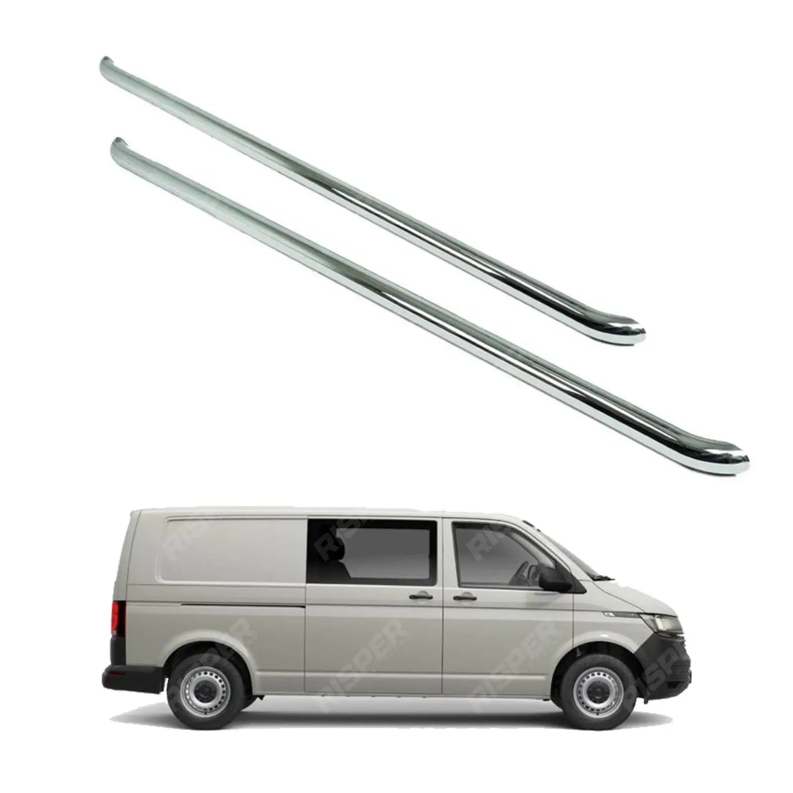 VW Transporter T5 / T6 LWB 2003 Onwards 2.4 Inch Stainless Steel OE Style Sportline Side Bars Main image