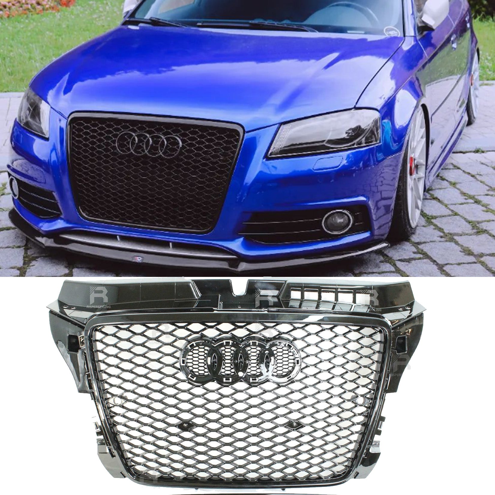 Audi A3/S3 8P 2008-2012 RS3 Style Gloss Black Honeycomb Grill
