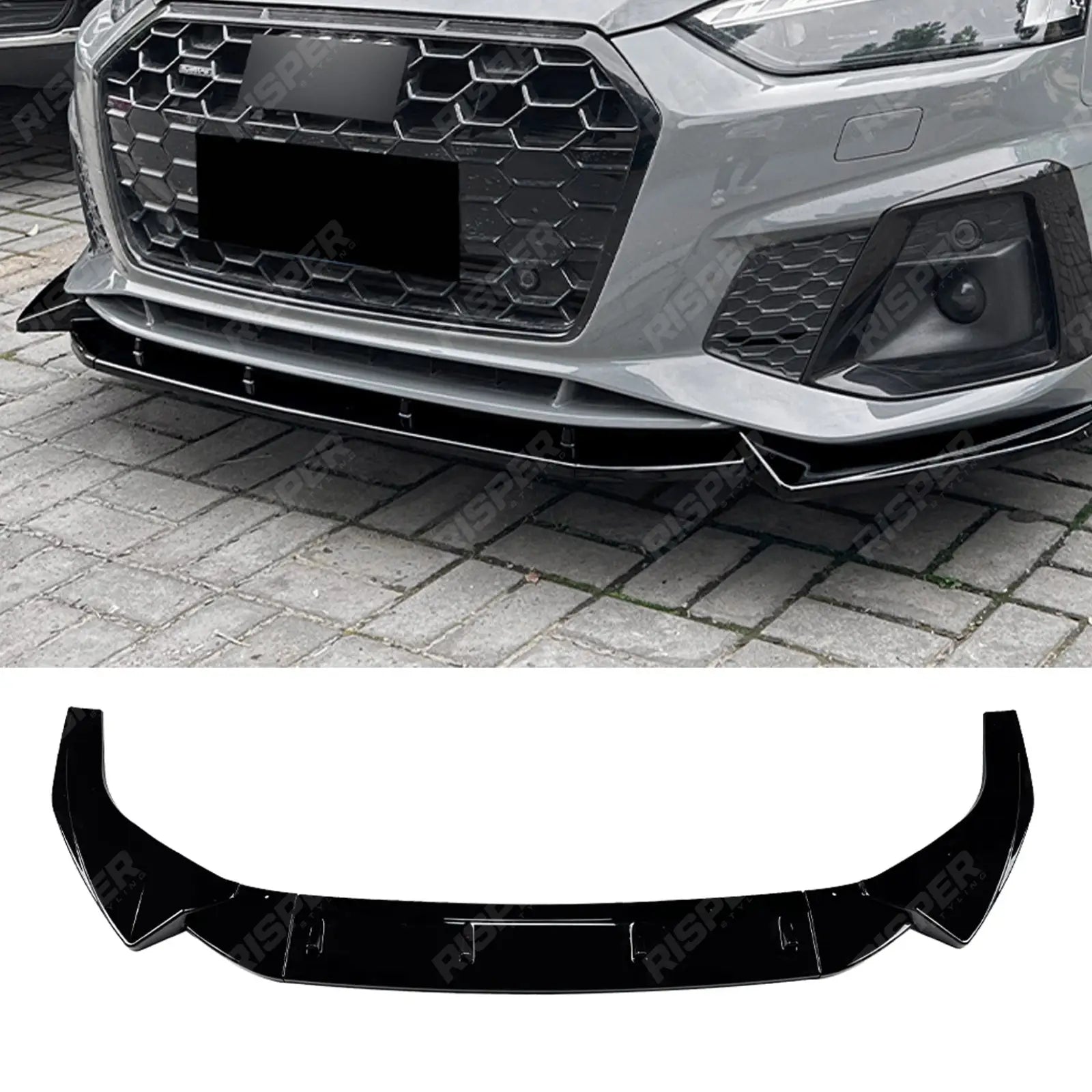 3 Pc Front Splitter in Gloss Black For Audi A5 S5 F5 Facelift 2021-2024 S LINE - Front Splitter