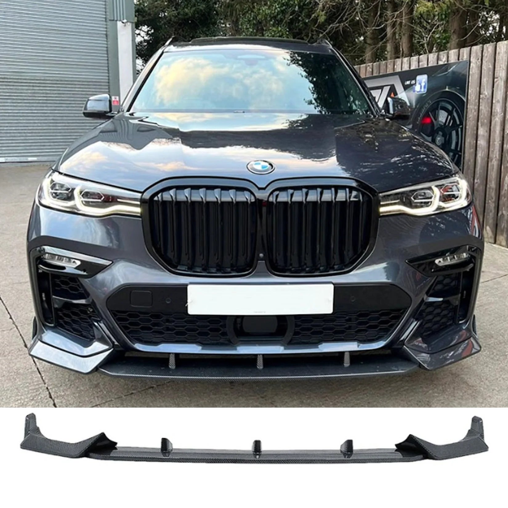 BMW X7 G07 2018-2023 Black Knight Front Splitter In Carbon Style Main image