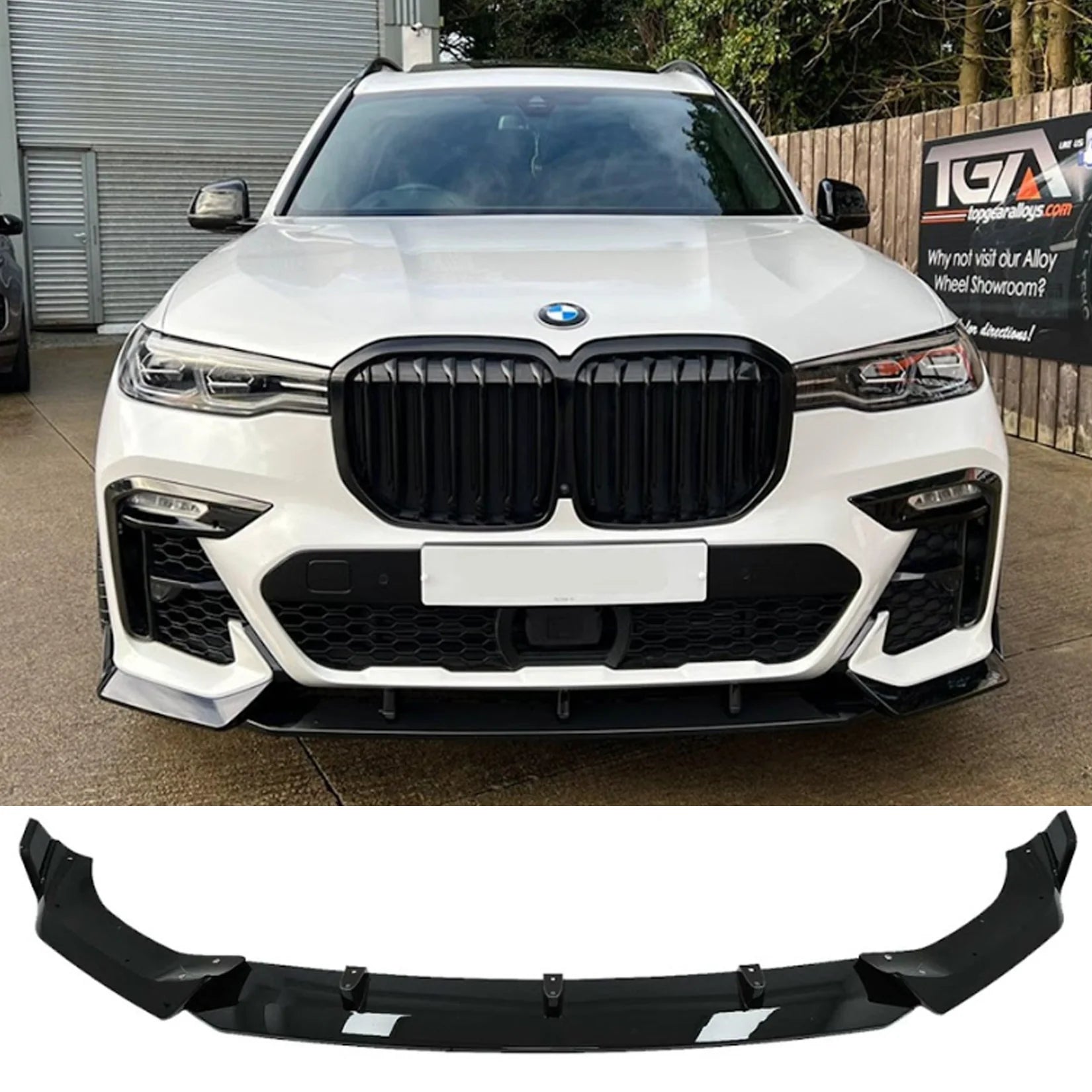 BMW X7 G07 2018-2023 Black Knight Front Splitter In Gloss Black Main image