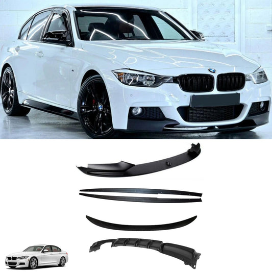 BMW 3 Series F30 M Sport 2012-2018 Matte Black Full Aero Body Kit - Diffuser 00___