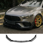 Mercedes A45 W177 2019-2023 & Facelift 2023 on Front Splitter in Gloss Black
