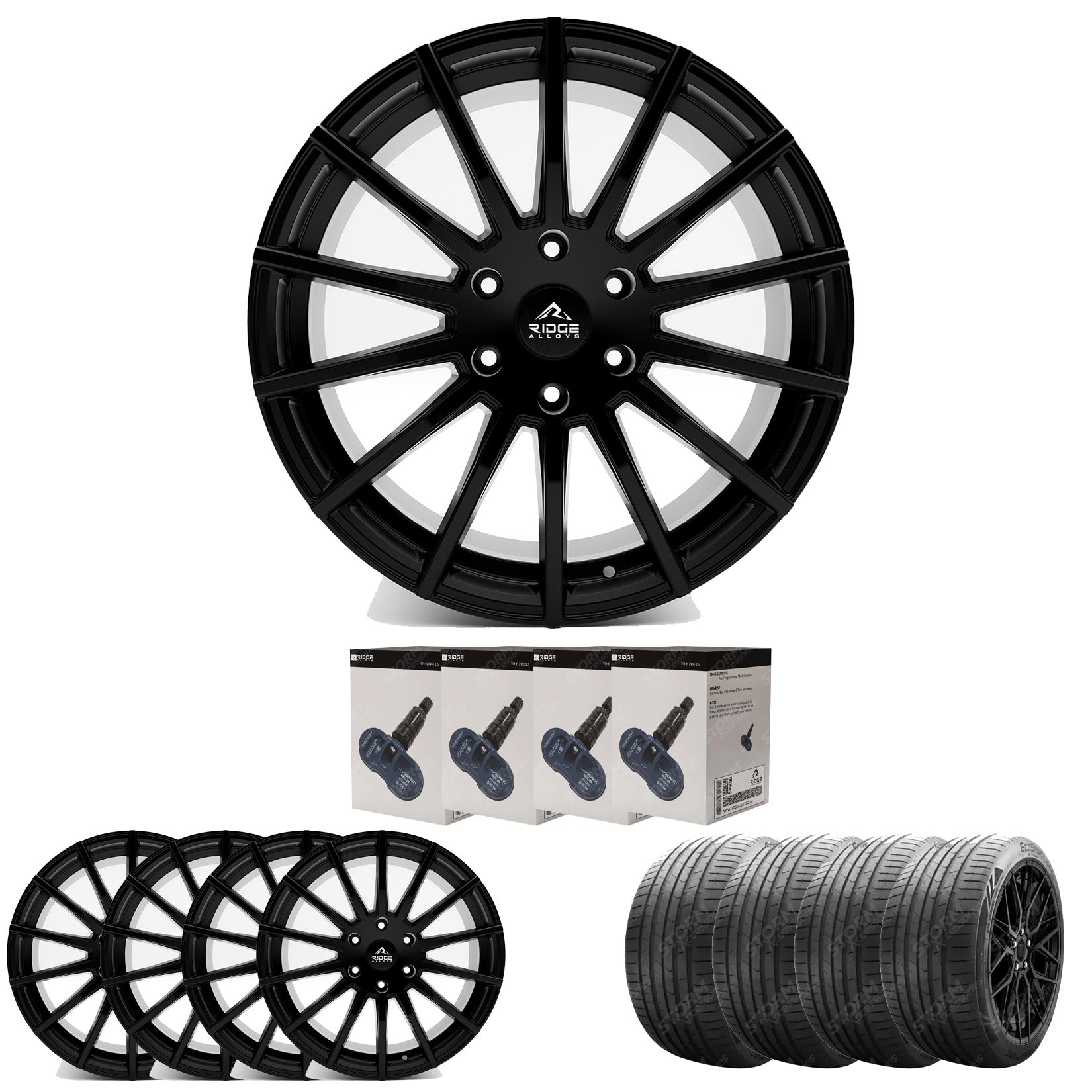 Ridge KN14 Satin Black 6X120 20 Inch Alloys With Tyre & TPMS Package 245/40/20 Main image