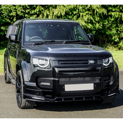 Land Rover Defender L663 2020 On - V2 Front Bumper Splitter With Led's In Gloss Black