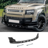 Land Rover Defender L663 2020 On - V2 Front Bumper Splitter With Led's In Gloss Black