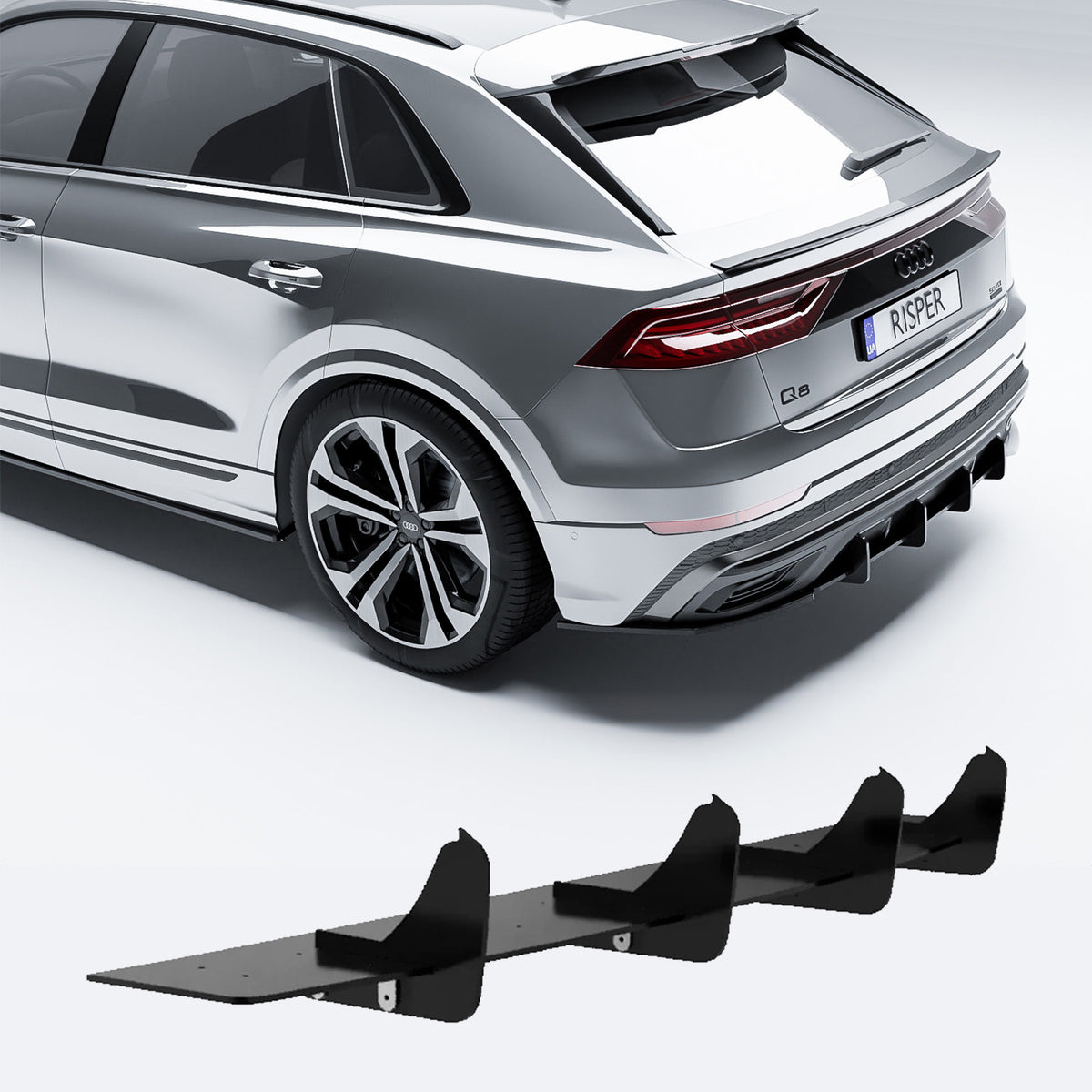 Audi Q8 S-LINE 2018 on Gloss Black Rear Blade Diffuser