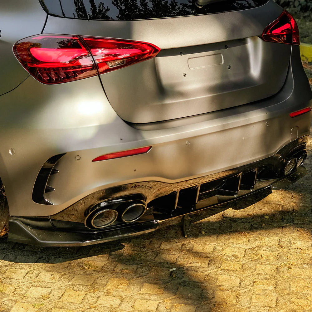 Mercedes A45 W177 2019-2023 & Facelift 2023 on Rear Side Splitters in Gloss Black
