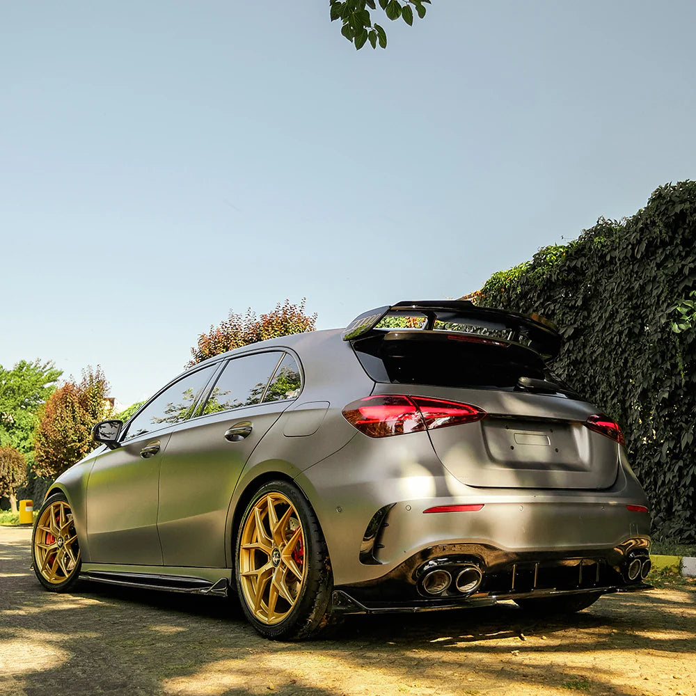 Mercedes A45 W177 2019-2023 & Facelift 2023 on Rear Side Splitters in Gloss Black