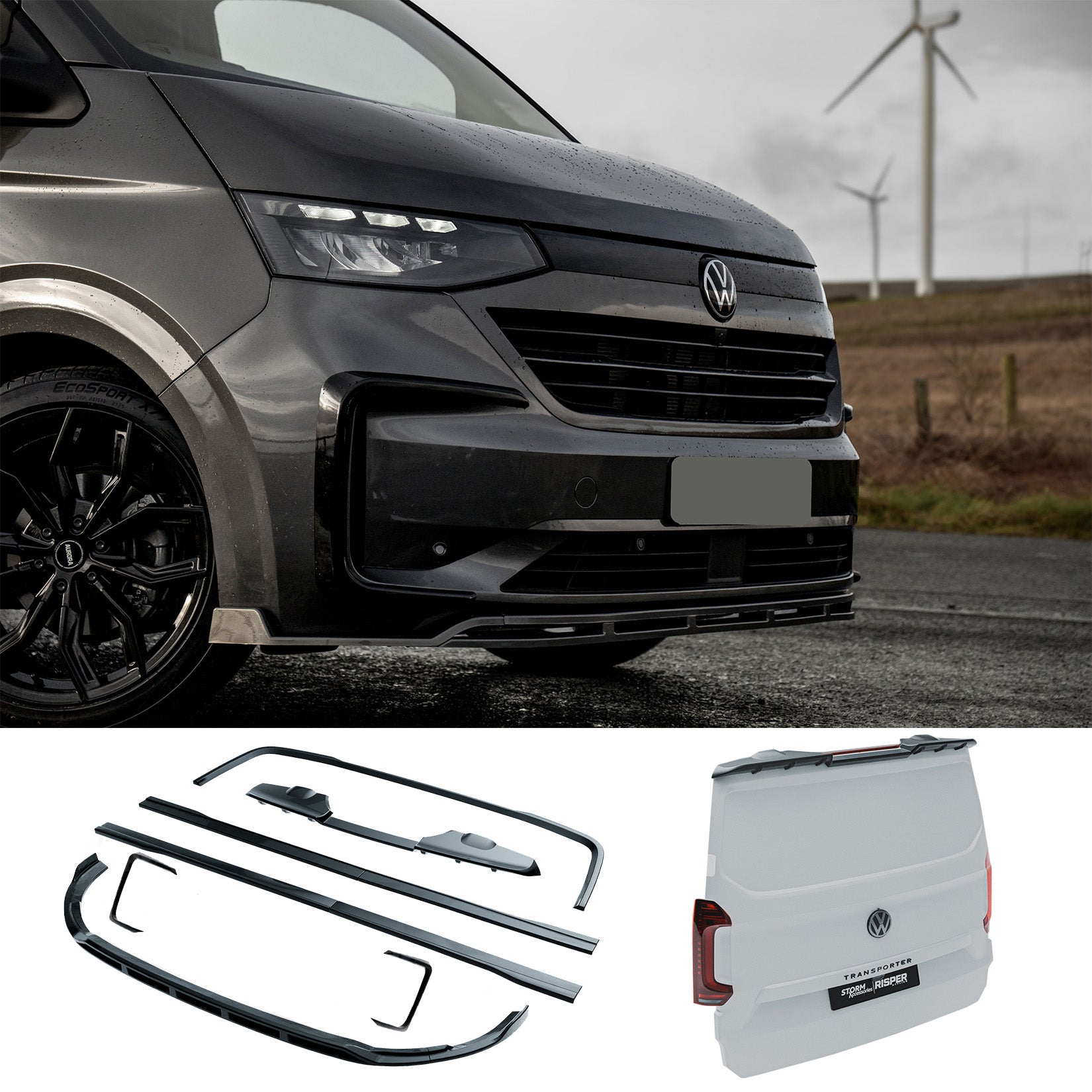 Volkswagen Transporter T7 SWB TAILGATE 2025 on Premium Aero Kit In Gloss Black Main image