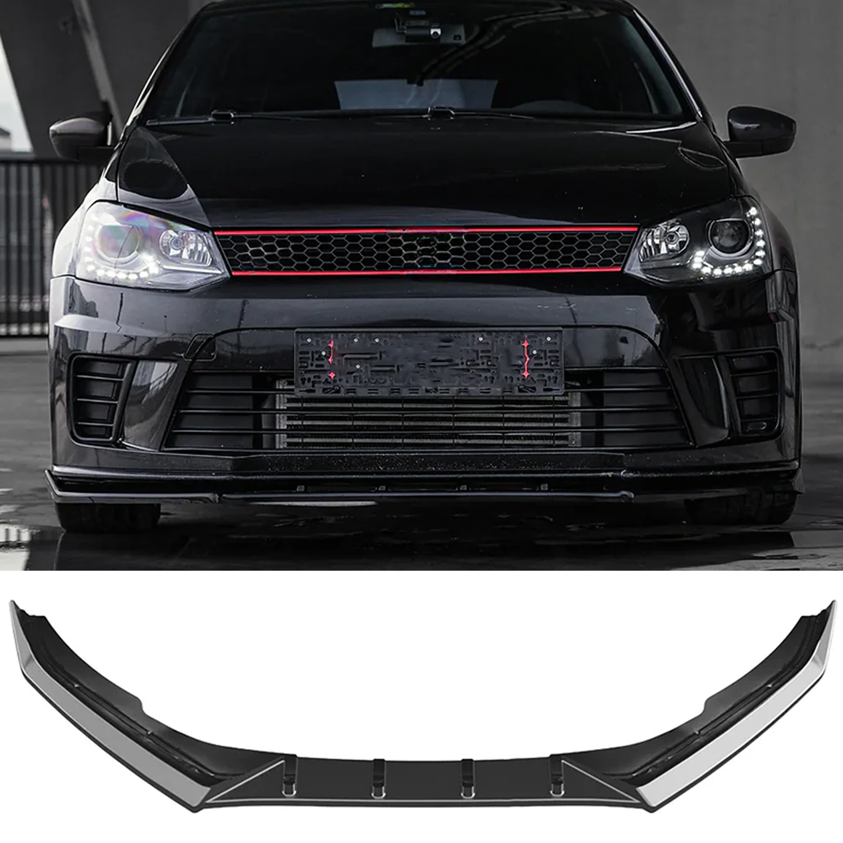 Volkswagen Polo Gti Mk5 2009-2014 Front Splitter in Gloss Black