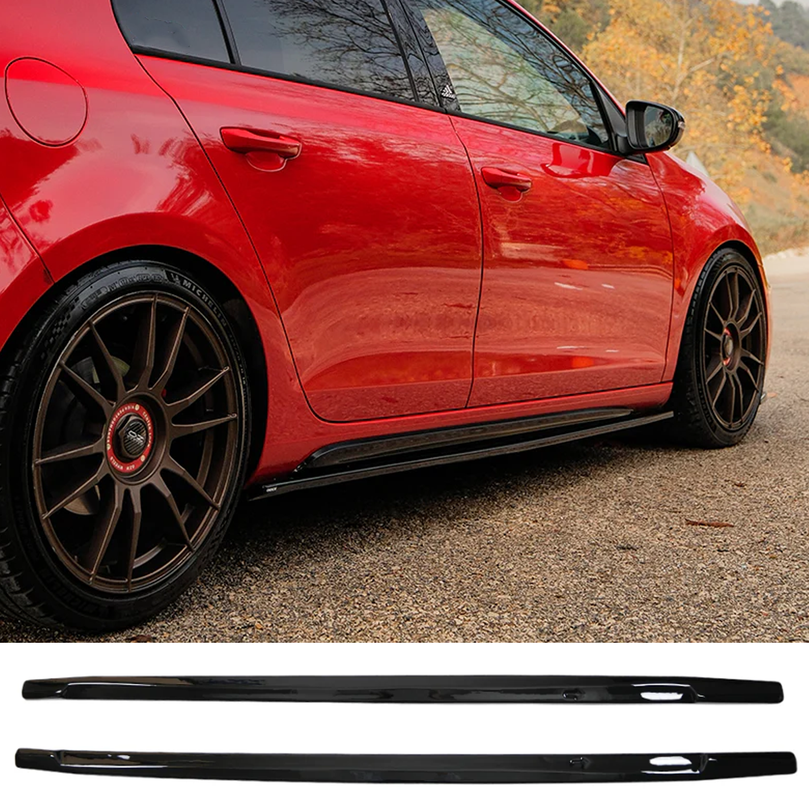 Volkswagen Golf GTI / GTD Mk6 2008-2012 Side Skirts in Gloss Black