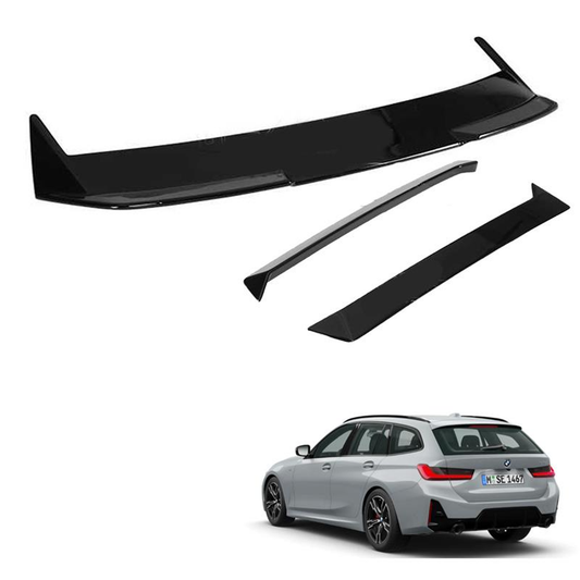 BMW 3 Series Touring G21 2018+ Rear Spoiler Side Wings In Gloss Black