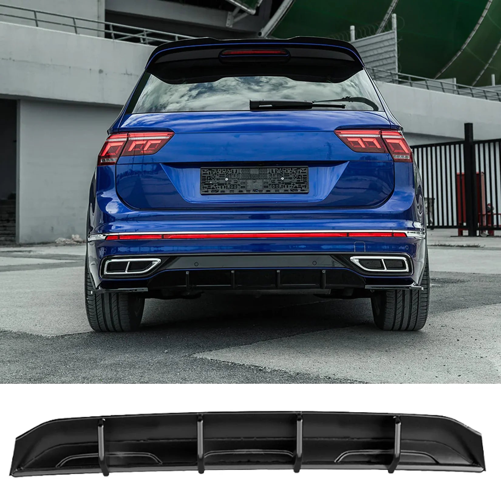 VW Tiguan R-Line 2020-2024 Rear Diffuser In Gloss Black Main image