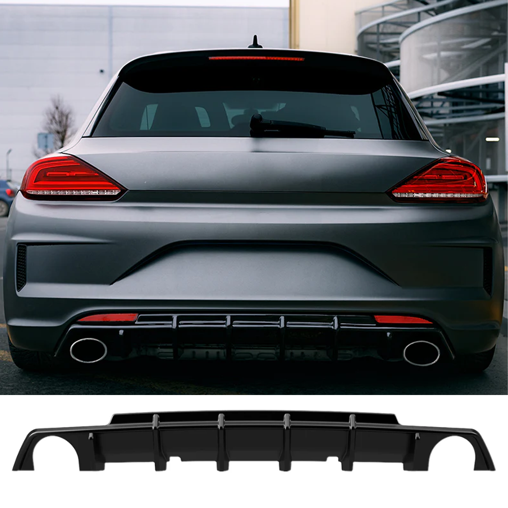 Volkswagen Sirocco R 2014-2017 Rear Diffuser in Gloss Black