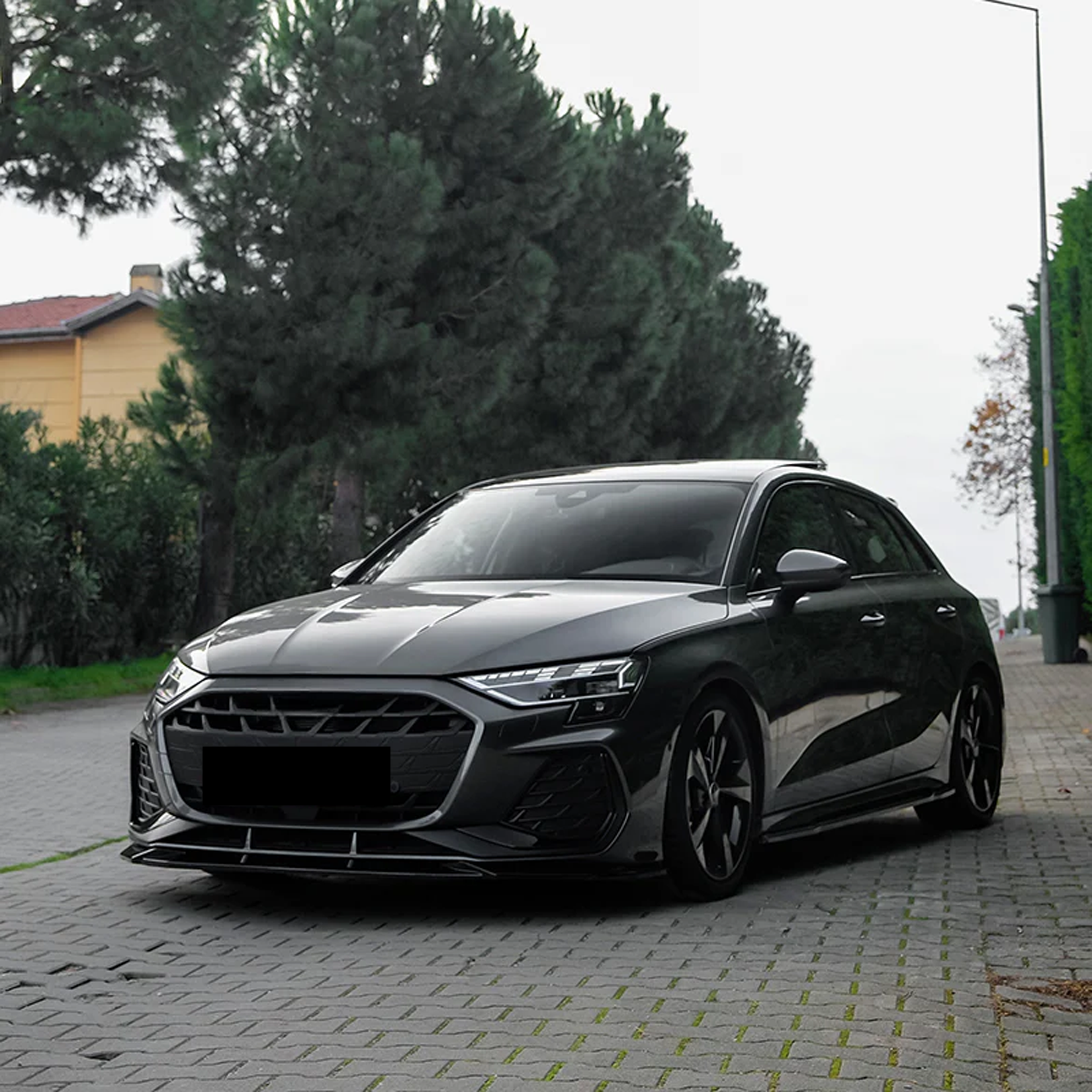 Audi A3 8y 2025 on S-line / S3 Sportback Front Splitter in Gloss Black