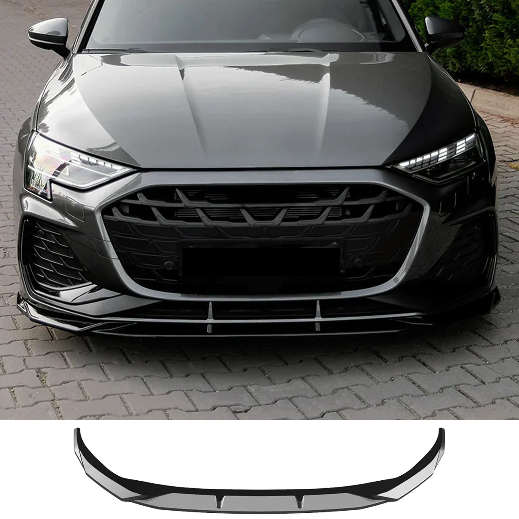 Audi A3 8y 2025 on S-line / S3 Sportback Front Splitter in Gloss Black