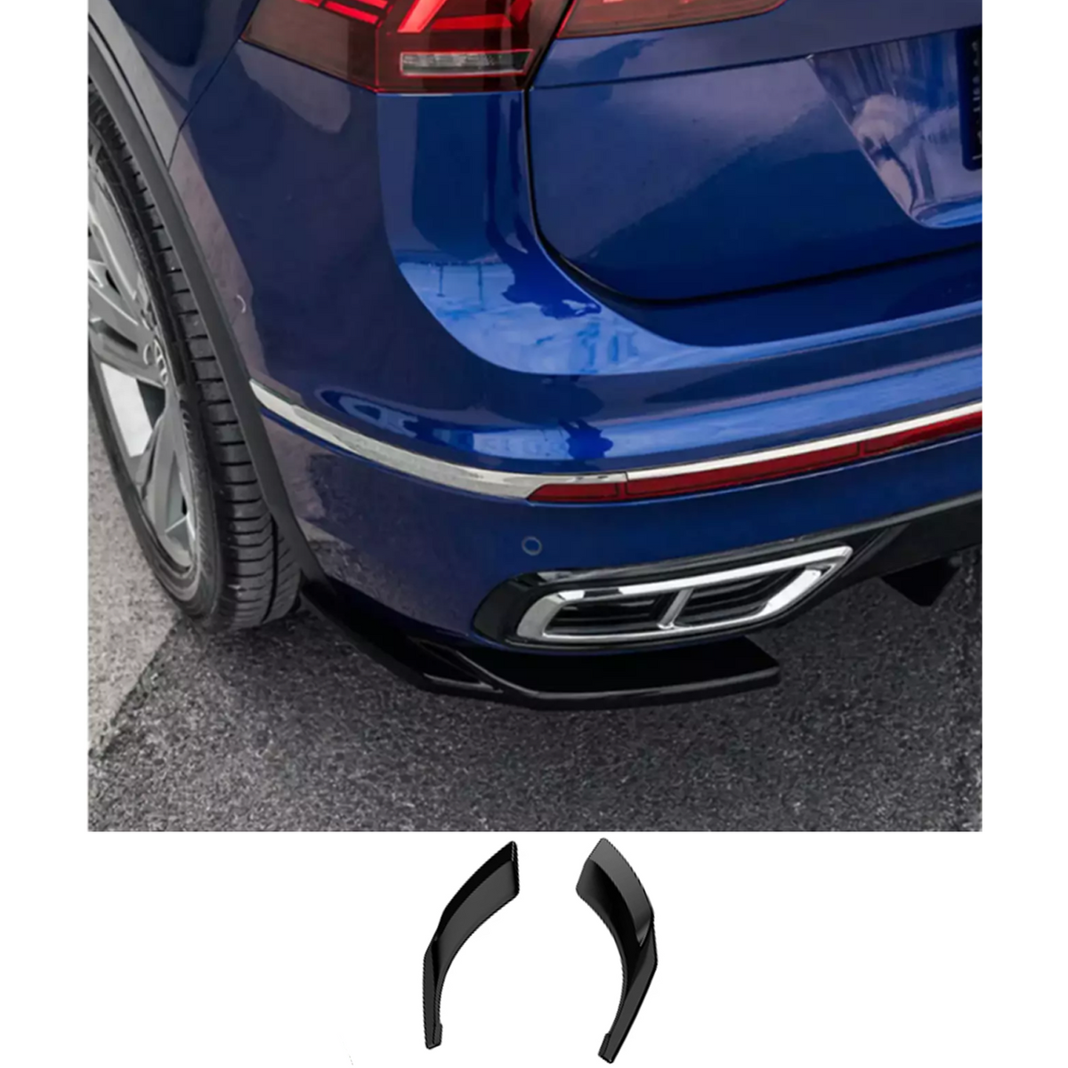 Vw Tiguan R-Line 2020-2024 Rear Side Splitters In Gloss Black