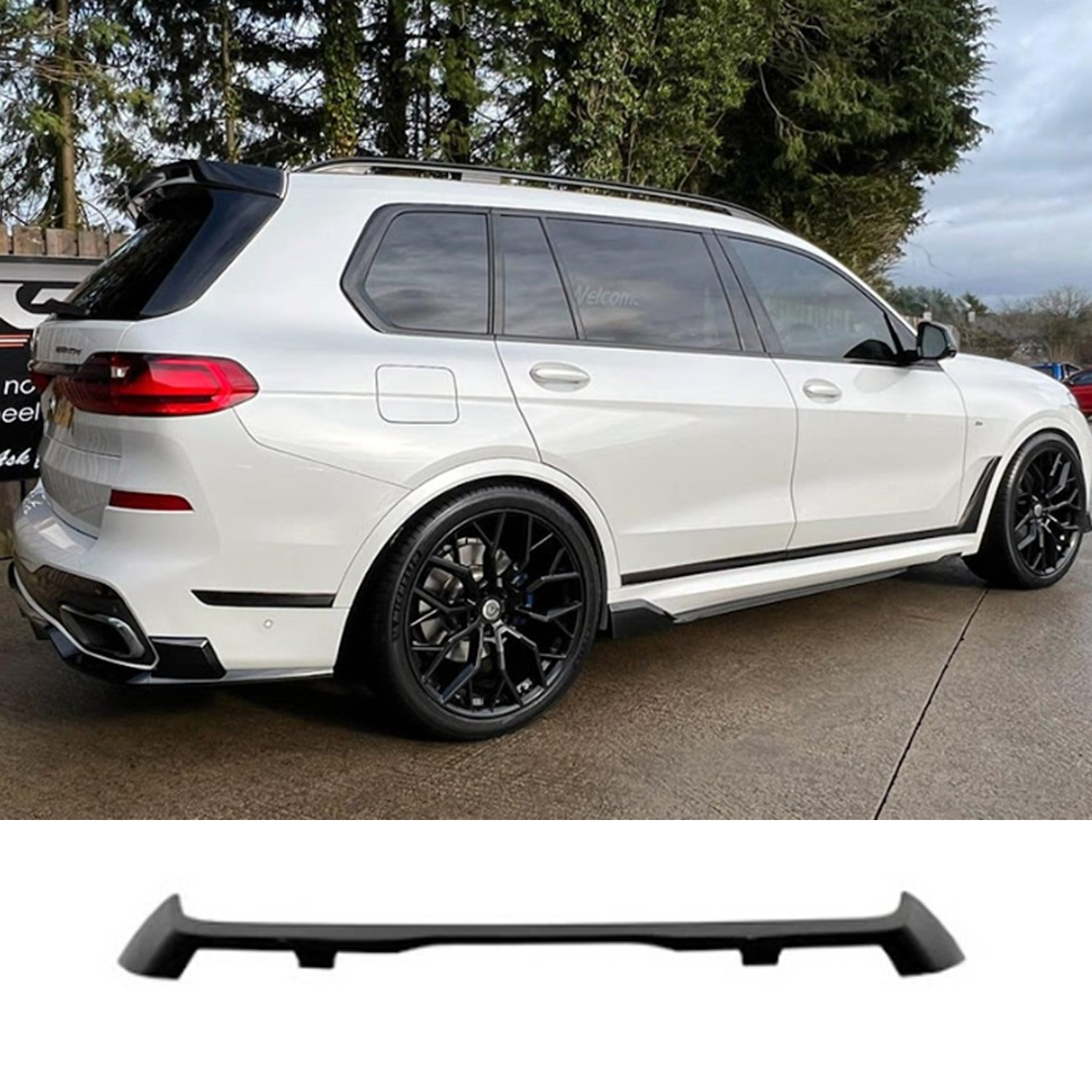 BMW X7 2018-2023 Black Knight Rear Roof Spoiler In Gloss Black Main image