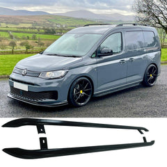 VW Caddy 2021 On SWB Trapezoid Side Bars in Gloss Black