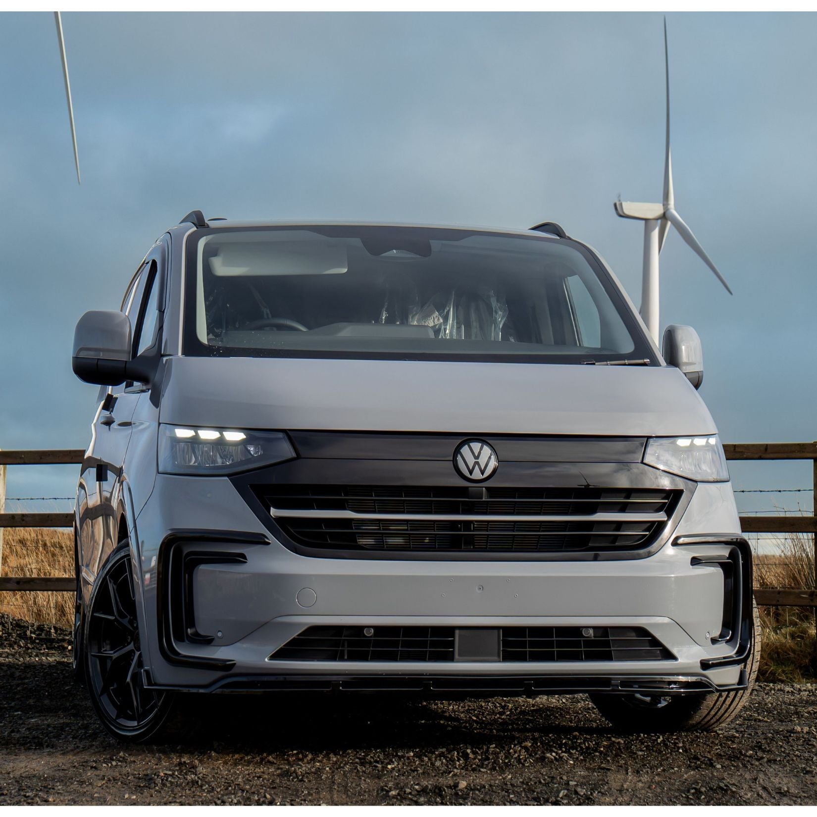 Volkswagen Transporter T7 2025 on Front Splitter Lip In Gloss Black