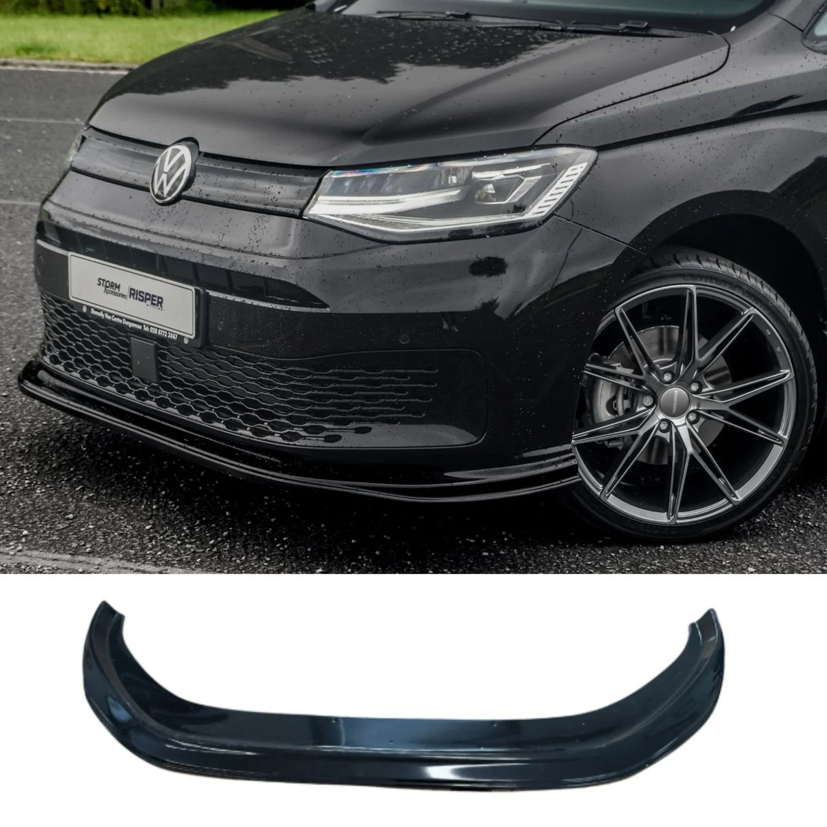 VW Caddy 2021 Onwards - Gloss Black Front Splitter
