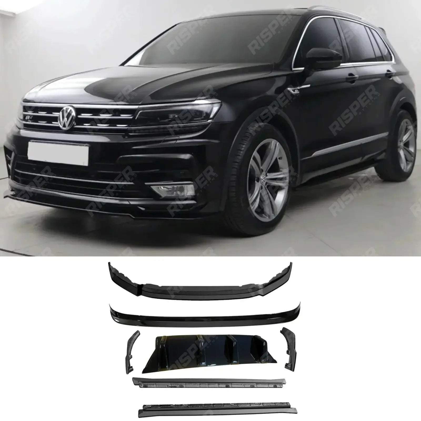 VW Tiguan MK2 R-Line 2015-2020 Aero Body Kit In Gloss Black - Aero Kit