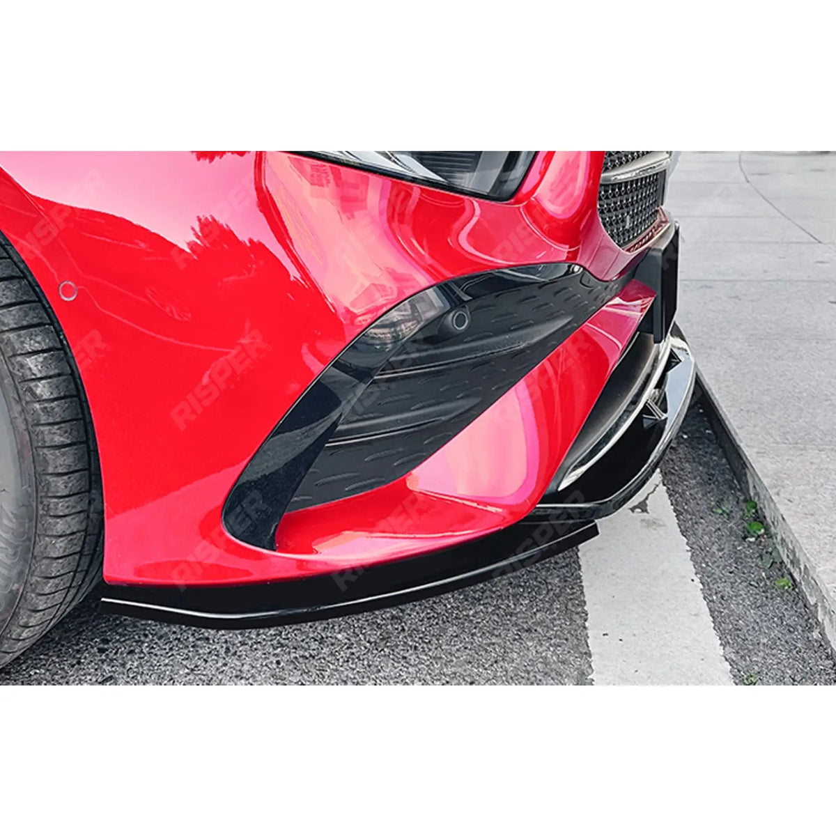 Amg LINE Front Splitter in Gloss Black for Mercedes a Class W177 Facelift 2023 On - Front Splitter