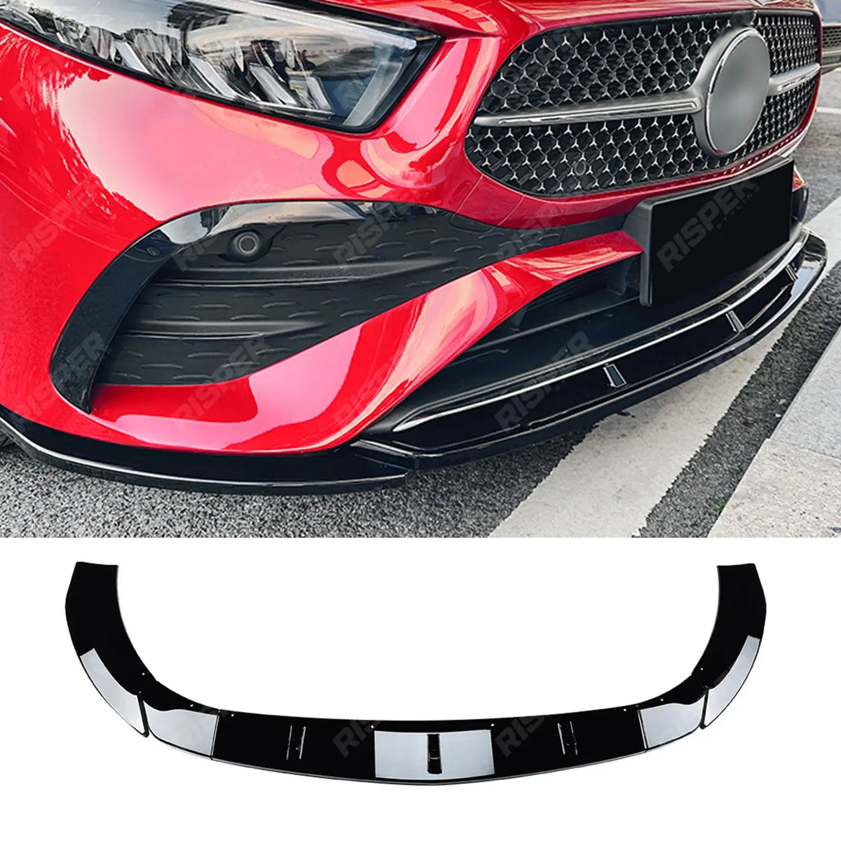 Amg LINE Front Splitter in Gloss Black for Mercedes a Class W177 Facelift 2023 On - Front Splitter