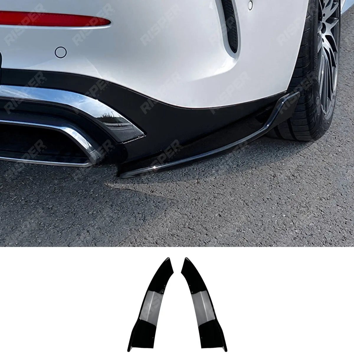 Amg LINE Rear Corner Spliters in Gloss Black For Mercedes C Class W206 - Rear Bumper Splitters