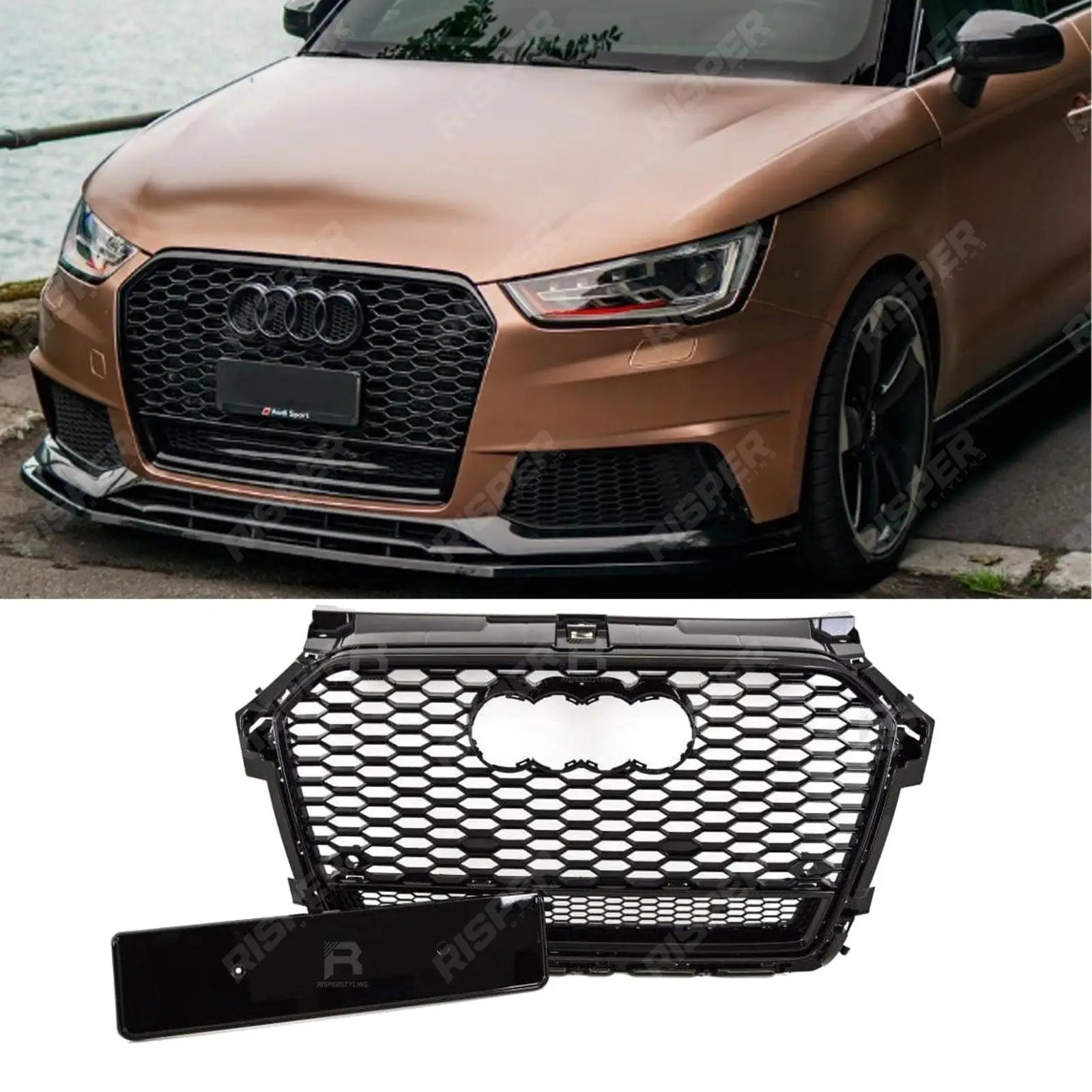 Audi A1/S1 Facelift 2015 - 2018 RS1 Style Gloss Black Honeycomb Grille Main image