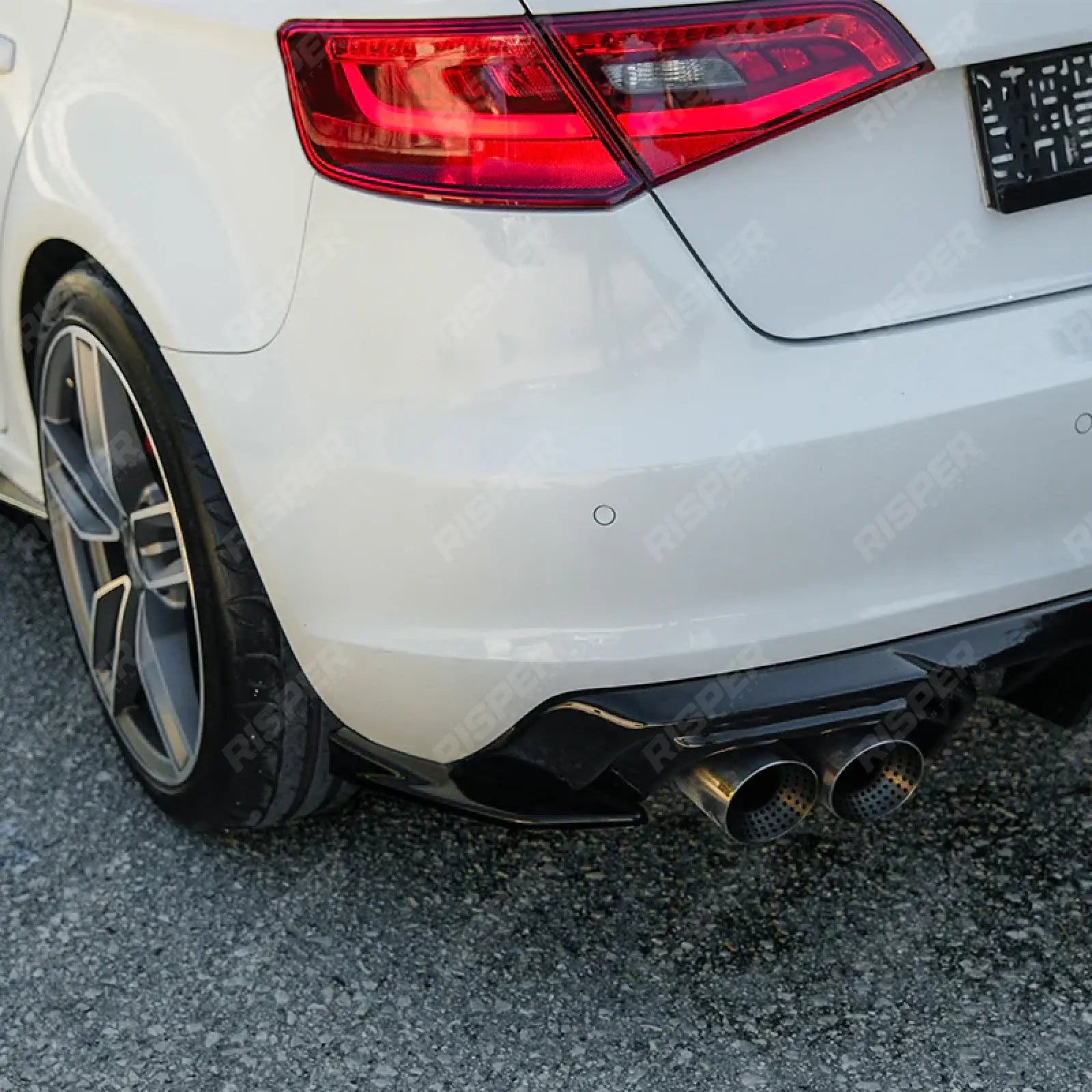 Audi A3 2013-2016 8v Sportback Rear Diffuser With End Splitters in Gloss Black - Diffuser
