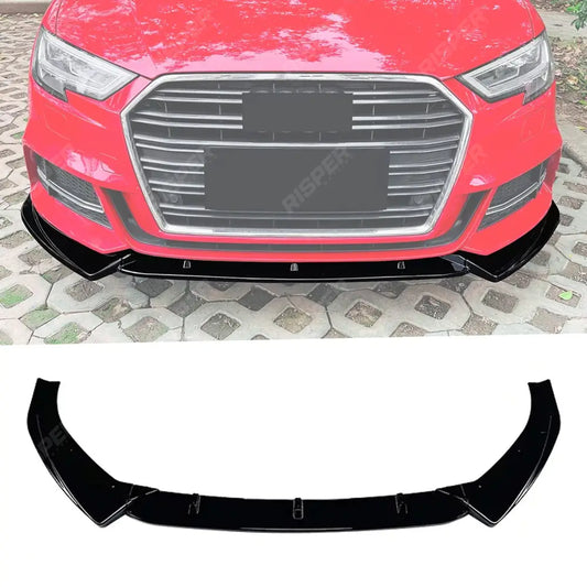 Audi A3 8V Facelift 2017-2020 Standard Models Front Splitter In Gloss Black Front Splitter
