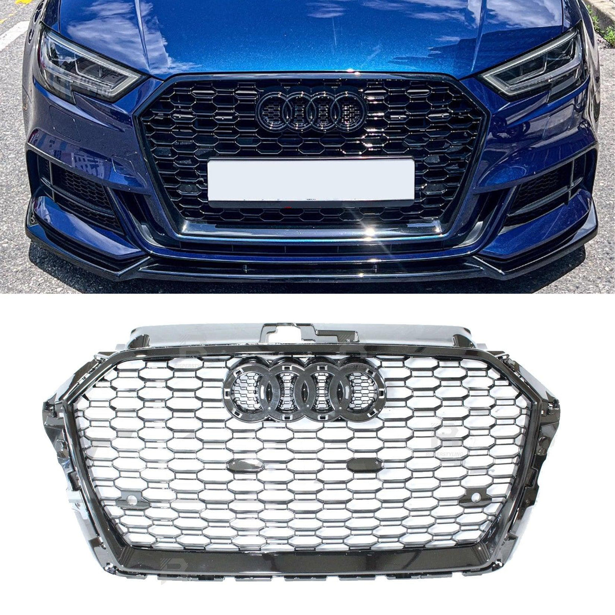 Audi A3/S3 8V 2017 - 2020 RS3 Style Gloss Black Honeycomb Grill