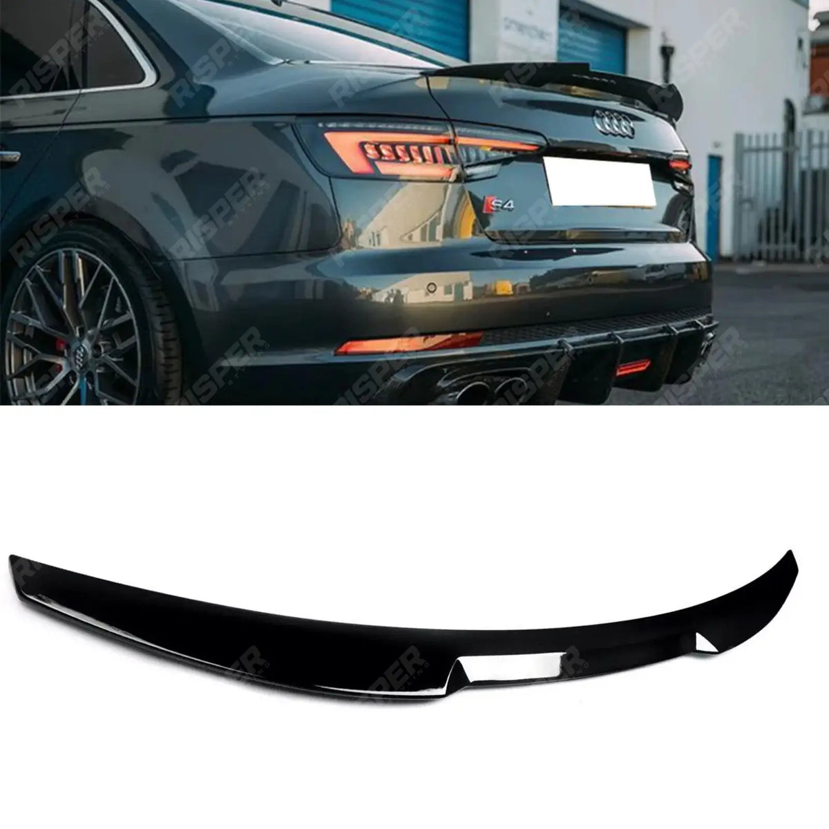 Audi A4 B9 2016-2019 Gloss Black RS4 Style Rear Spoiler Spoiler