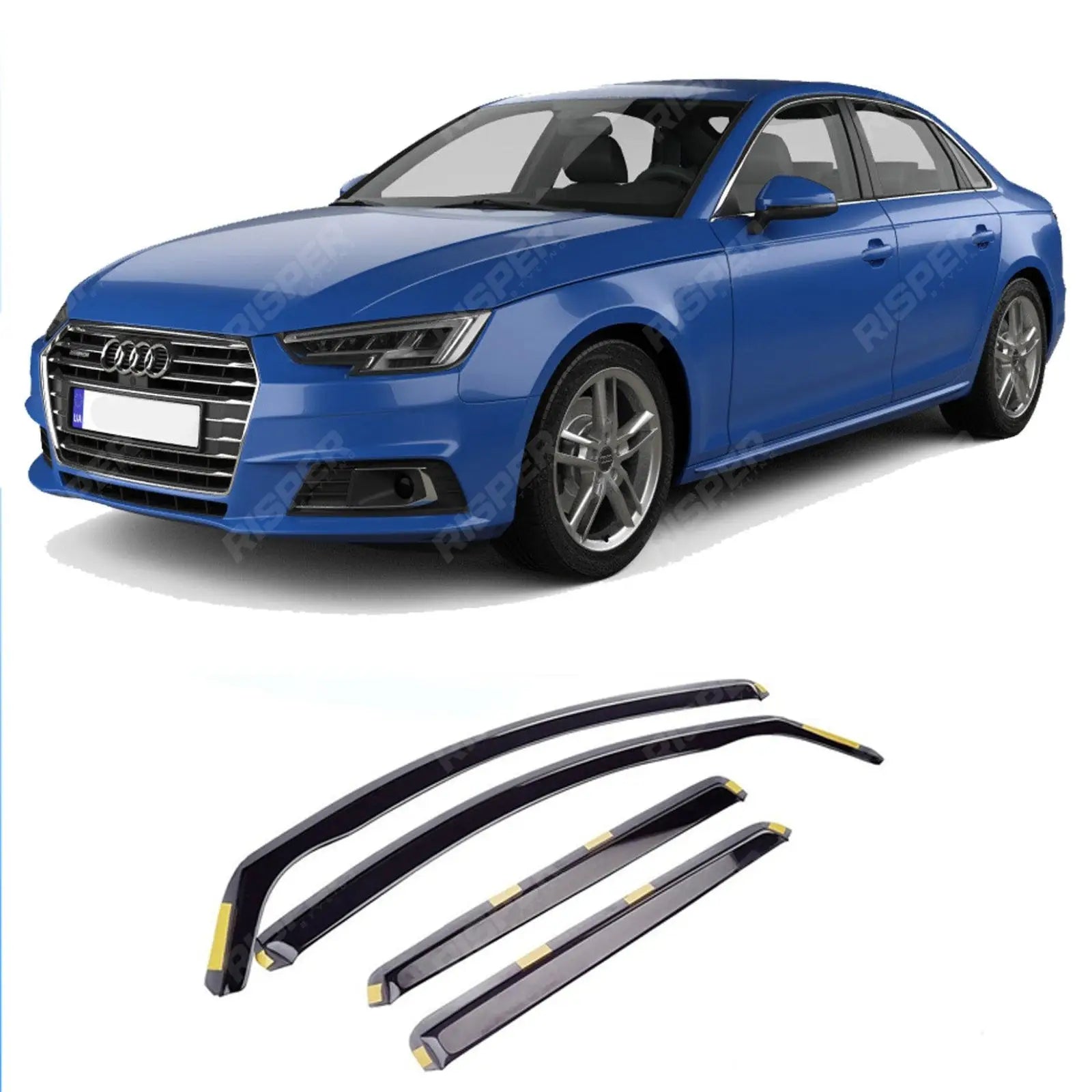 Audi A4 B9 2016+ STX Dark Smoke 4PC Internal Wind Deflectors Main image