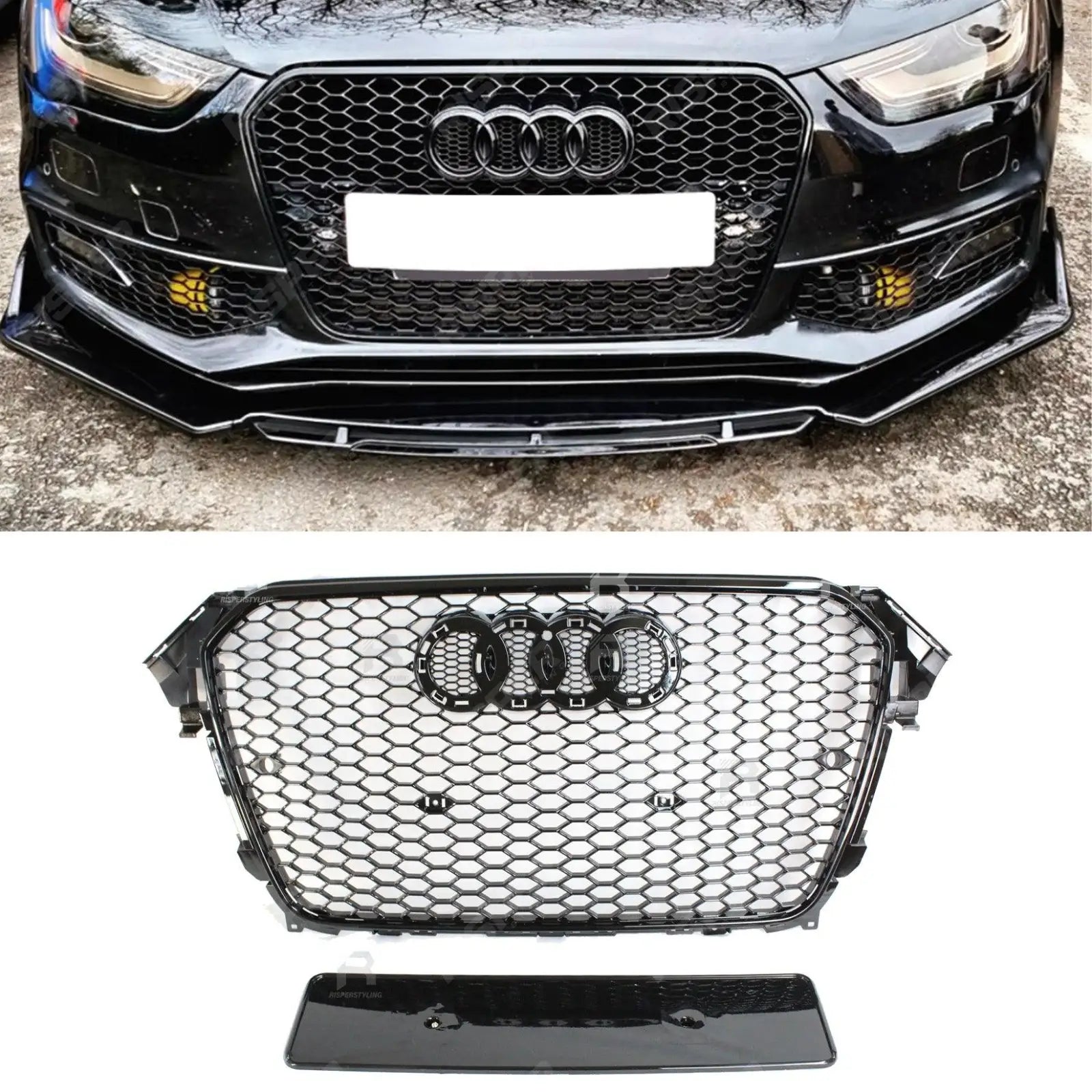 Audi A4 / S4 B8.5 2012 - 2016 RS4 Style Gloss Black Honeycomb Grill Main image