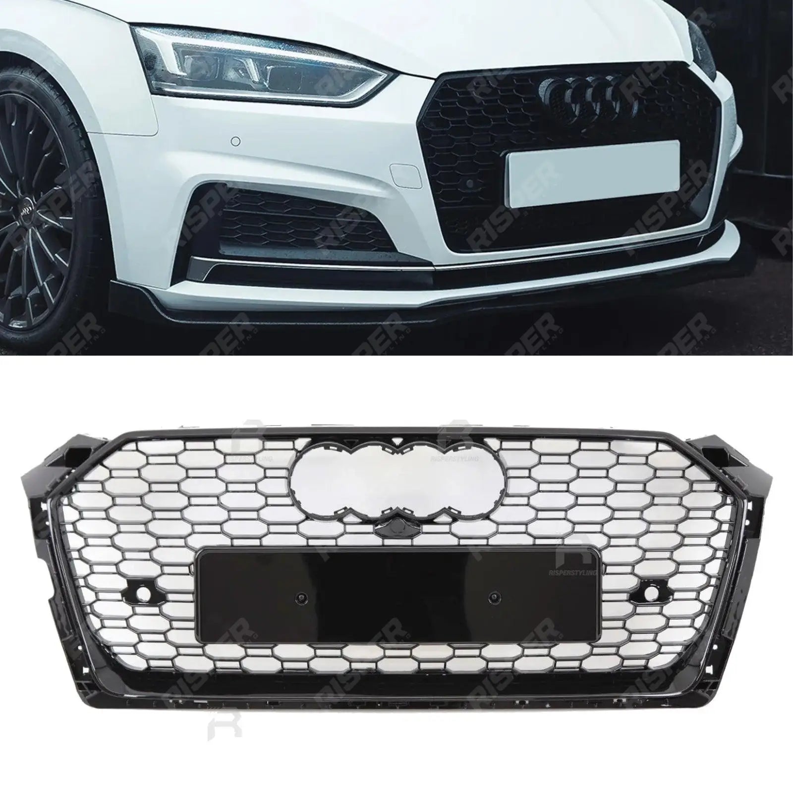 Audi A5 / S5 B9 (8W6) 2016 - 2019 Gloss Black RS5 Style Honeycomb Grill Main image