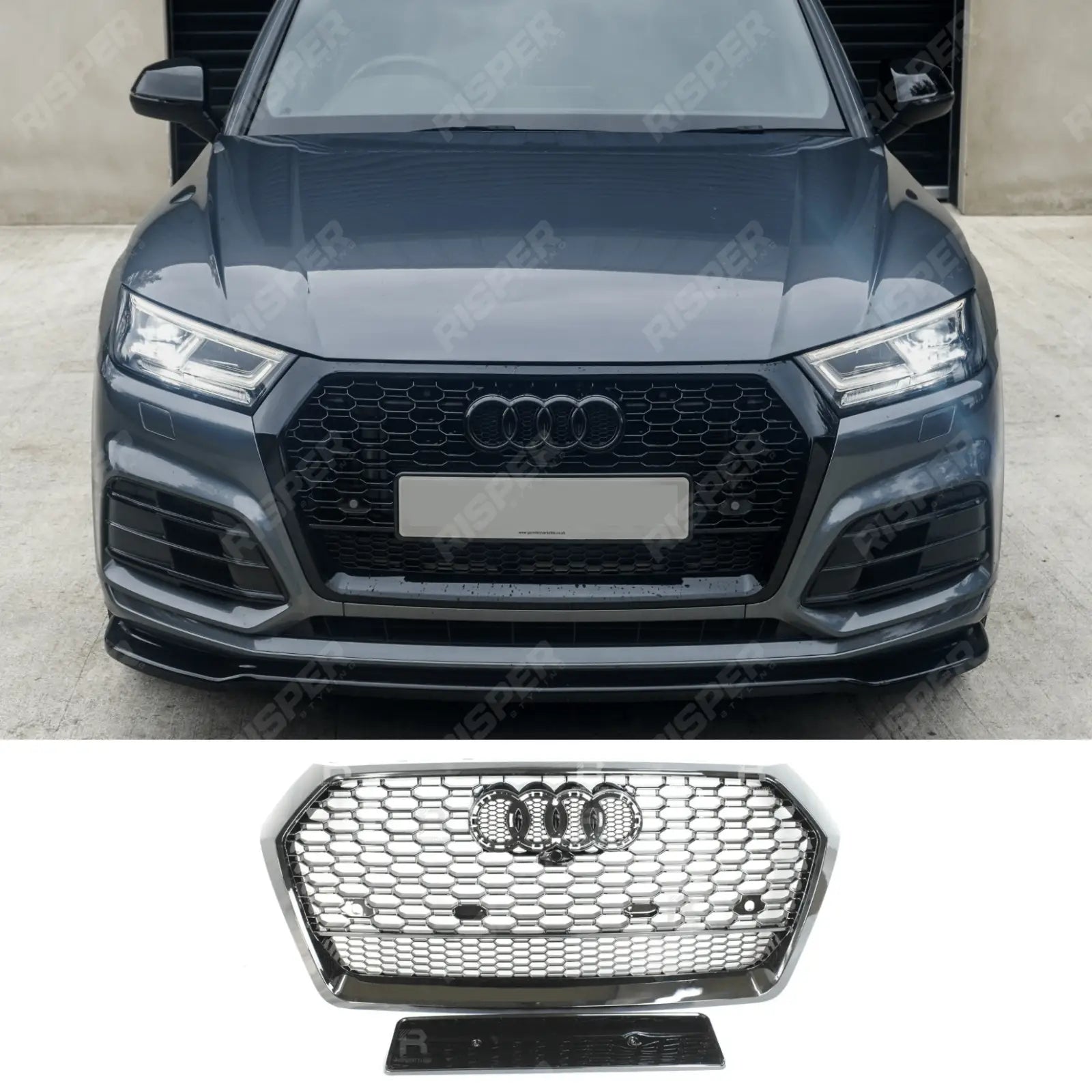 Audi Q5 / SQ5 2016 - 2019 Gloss Black 'RSQ5 Style' Honeycomb Grill Main image