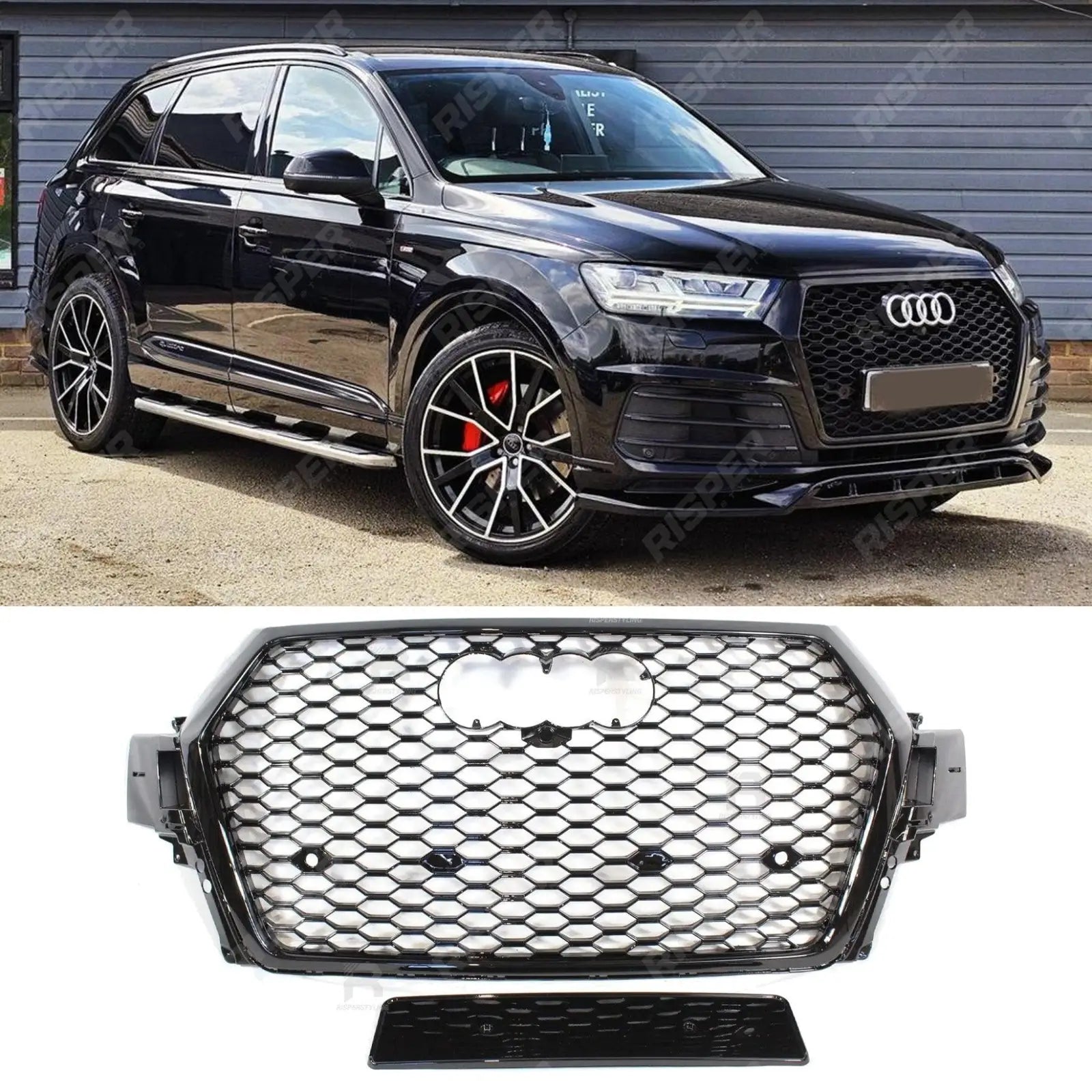 Audi Q7 / SQ7 2015 - 2020 Gloss Black 'RSQ7 Style' Honeycomb Grill