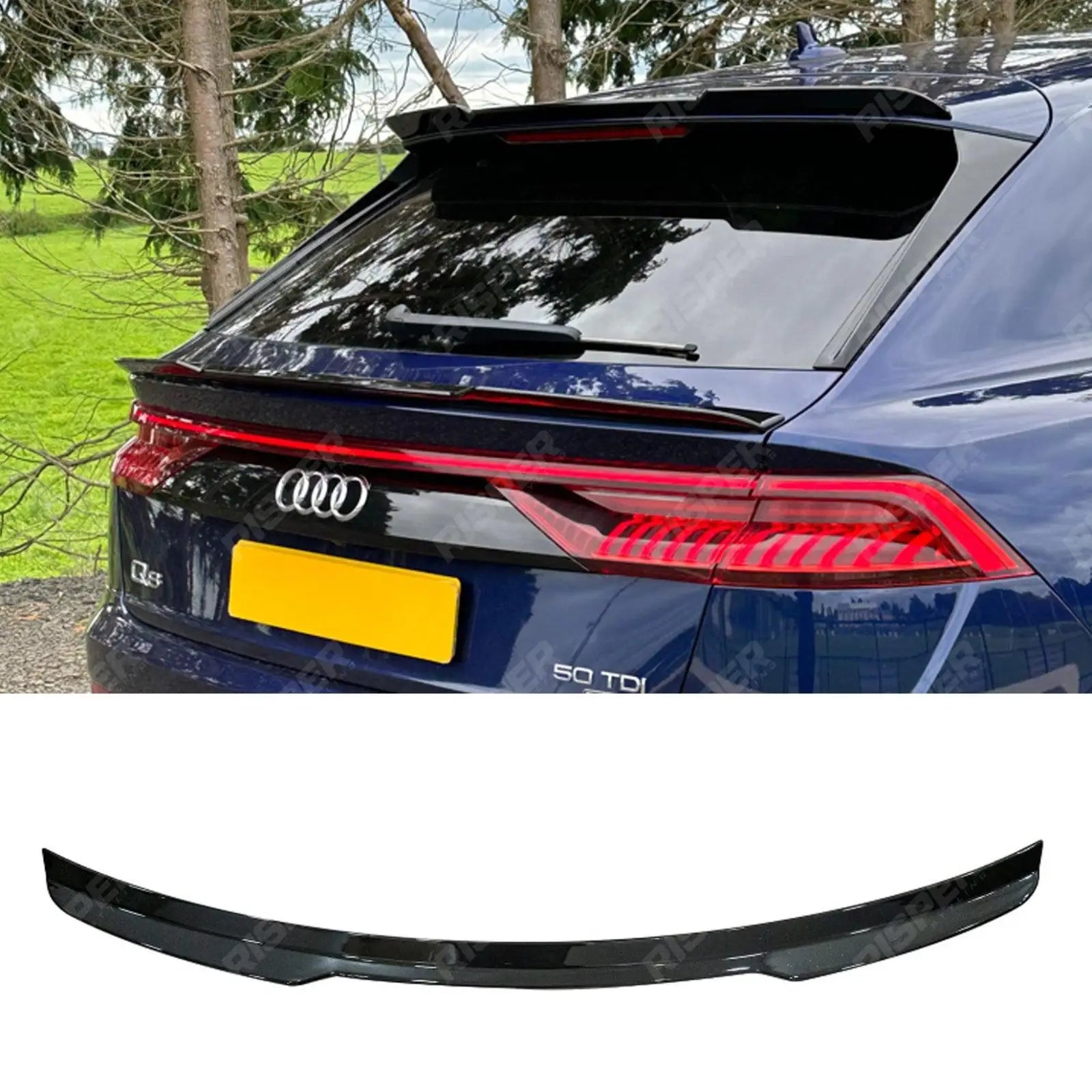 Audi Q8 2018+ Gloss Black Risper Lower Spoiler Lip Extension Main image