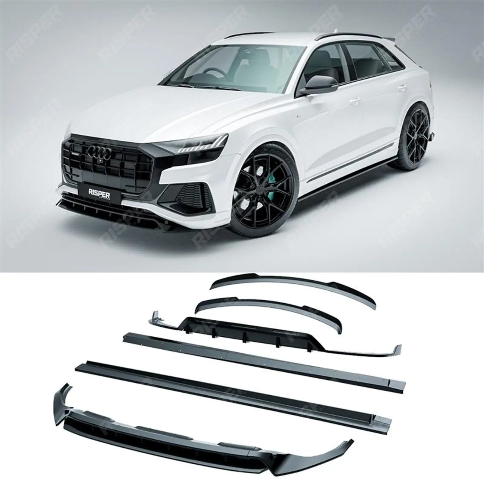 Audi Q8 S Line 2018-2023 Full Aero Low Line Kit In Gloss Black By Risper Styling Aero Kit