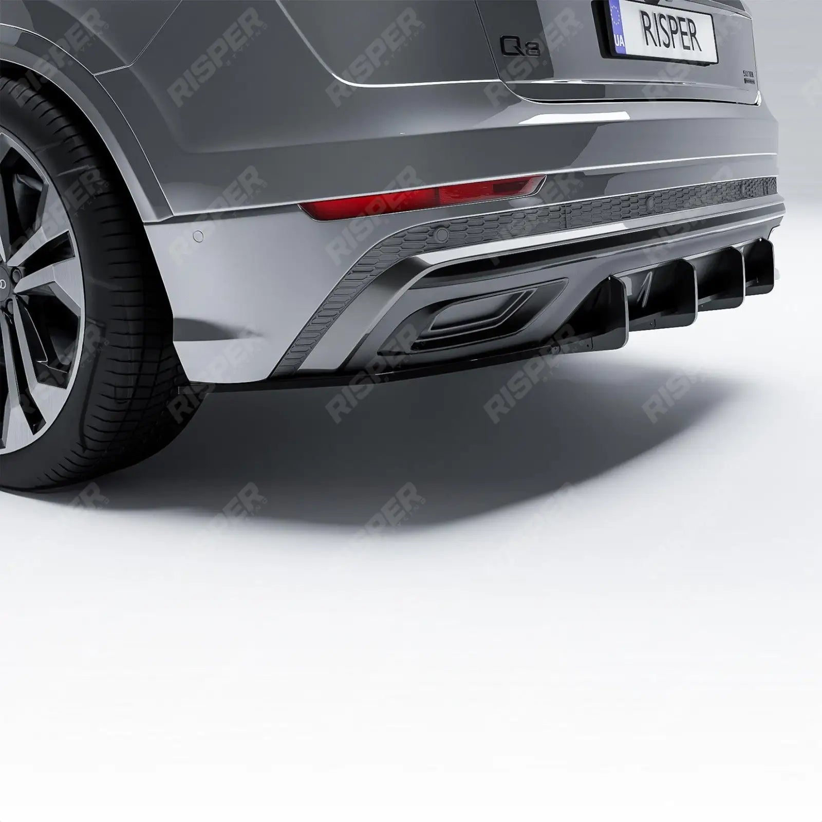 Audi Q8 S - LINE 2018 on Gloss Black Rear Blade Diffuser