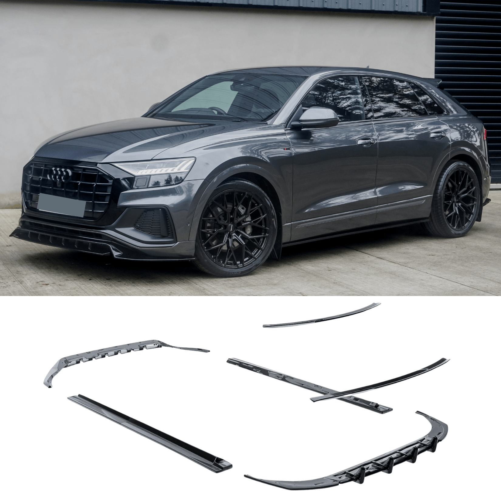 Q 8 R Line Audi Q8 S Line 2018-2023 Full Aero Low Line Kit In Gloss Black By Risp ...