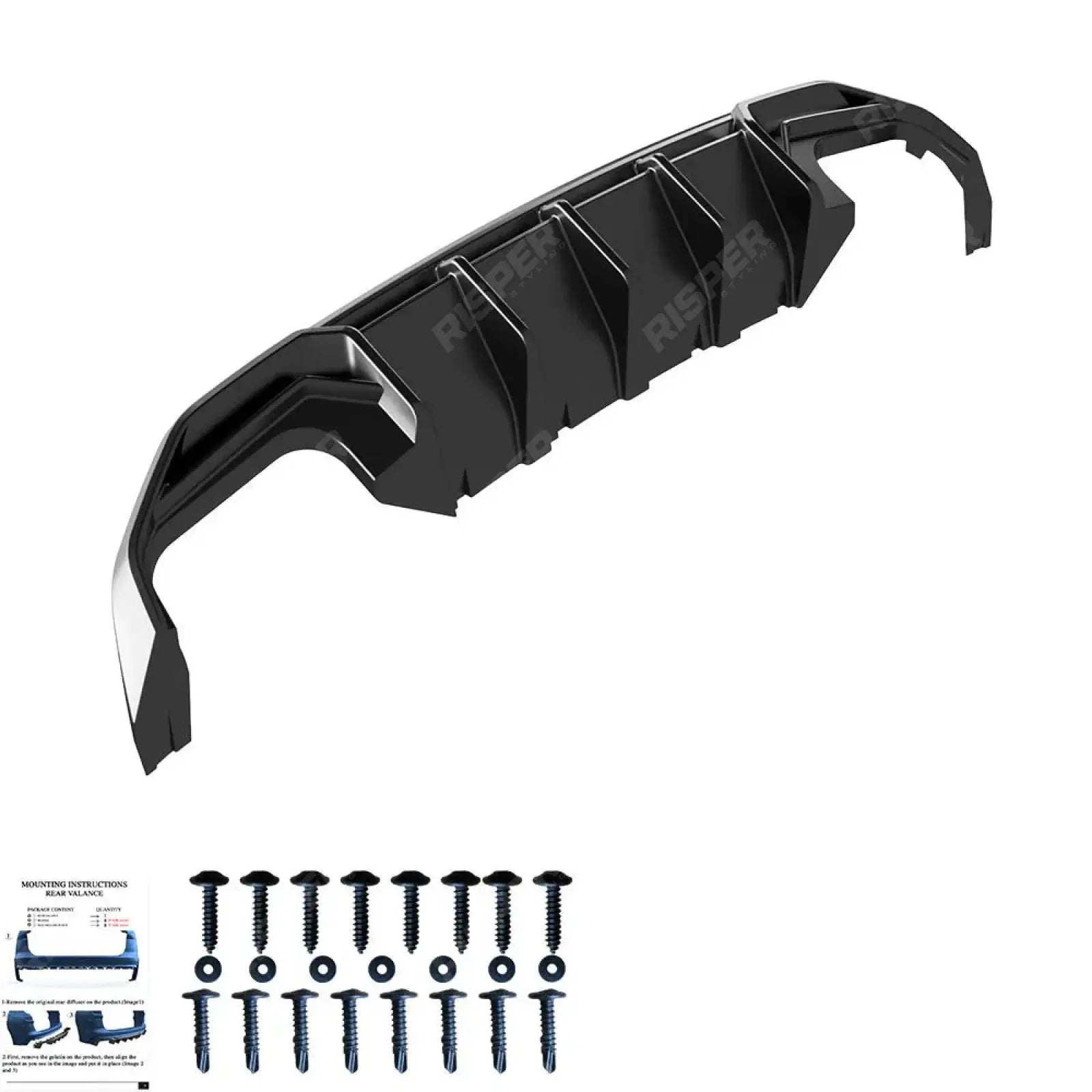 Audi S3 8Y 2020 - 2024 Rear Diffuser Valance / A3 S - LINE 8Y 2020 - 2024 Rear Diffuser Valance In Gloss Black