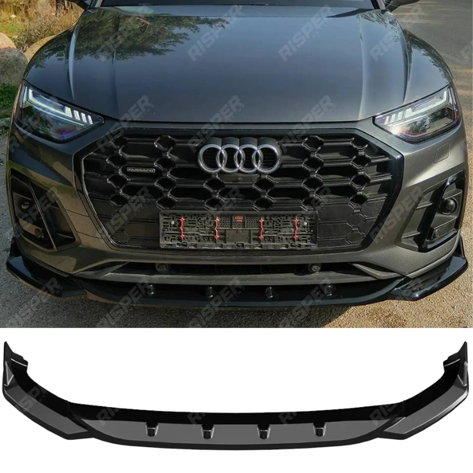 Audi SQ5 / Q5 S - Line Mk2 Facelift 2020 - 2024 Front Splitter In Gloss Black Main image