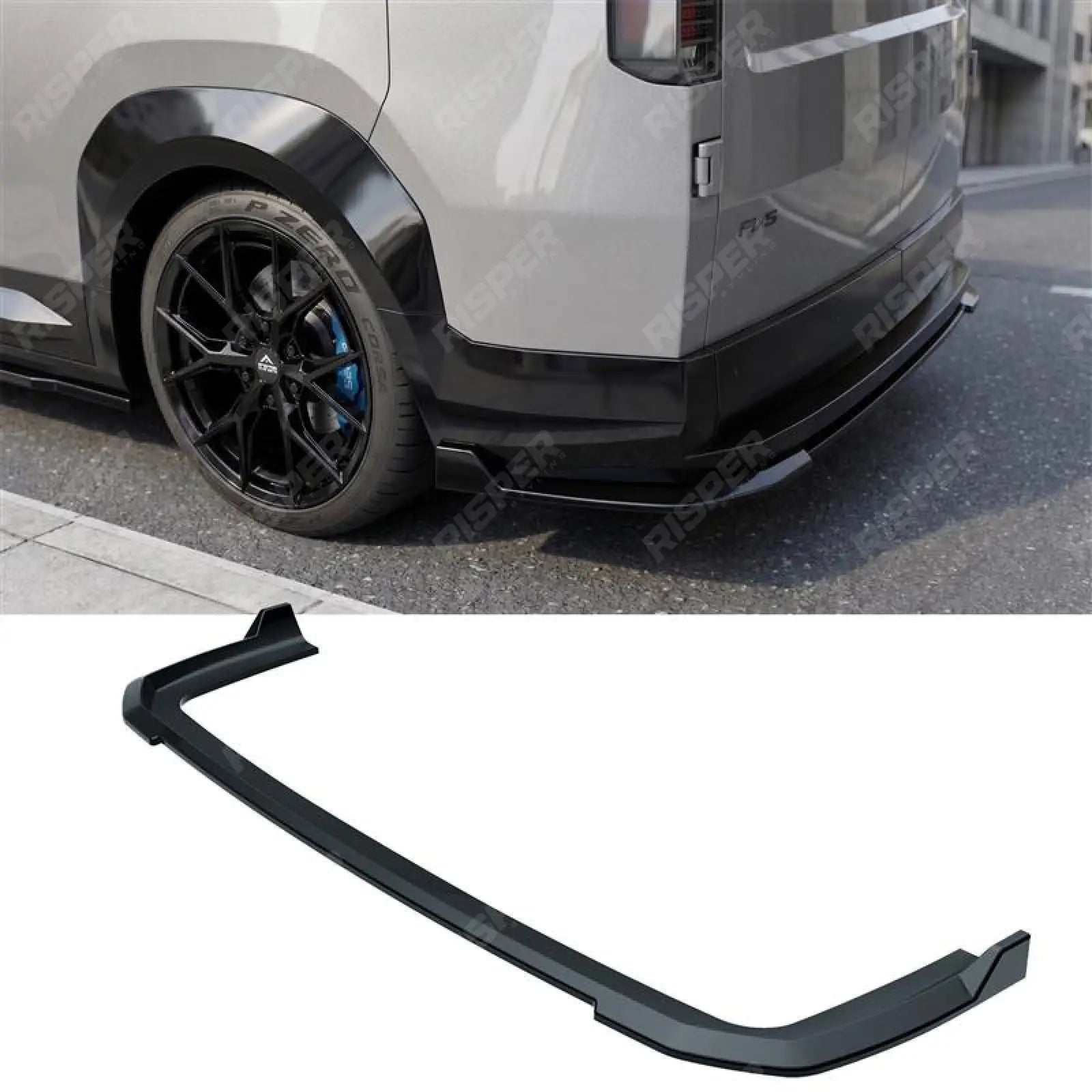 Barn Door Rear Bumper Splitter in Gloss Black For Kia Pv5 Cargo 2025+ - Rear Bumper Splitters Main image