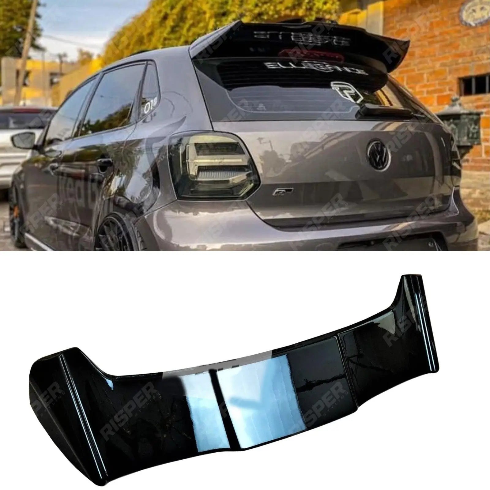 VW Polo 2009 - 2018 6C 6R GTI R 'Batman' Style Rear Spoiler in Gloss Black Main image